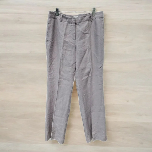 Ann Taylor Loft Linen Wide Leg Women's Pant Julie Size 10 Taupe Officewear Work - Picture 1 of 8